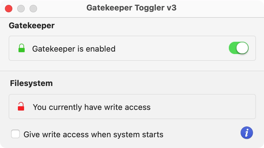 Gatekeeper Toggler screenshot