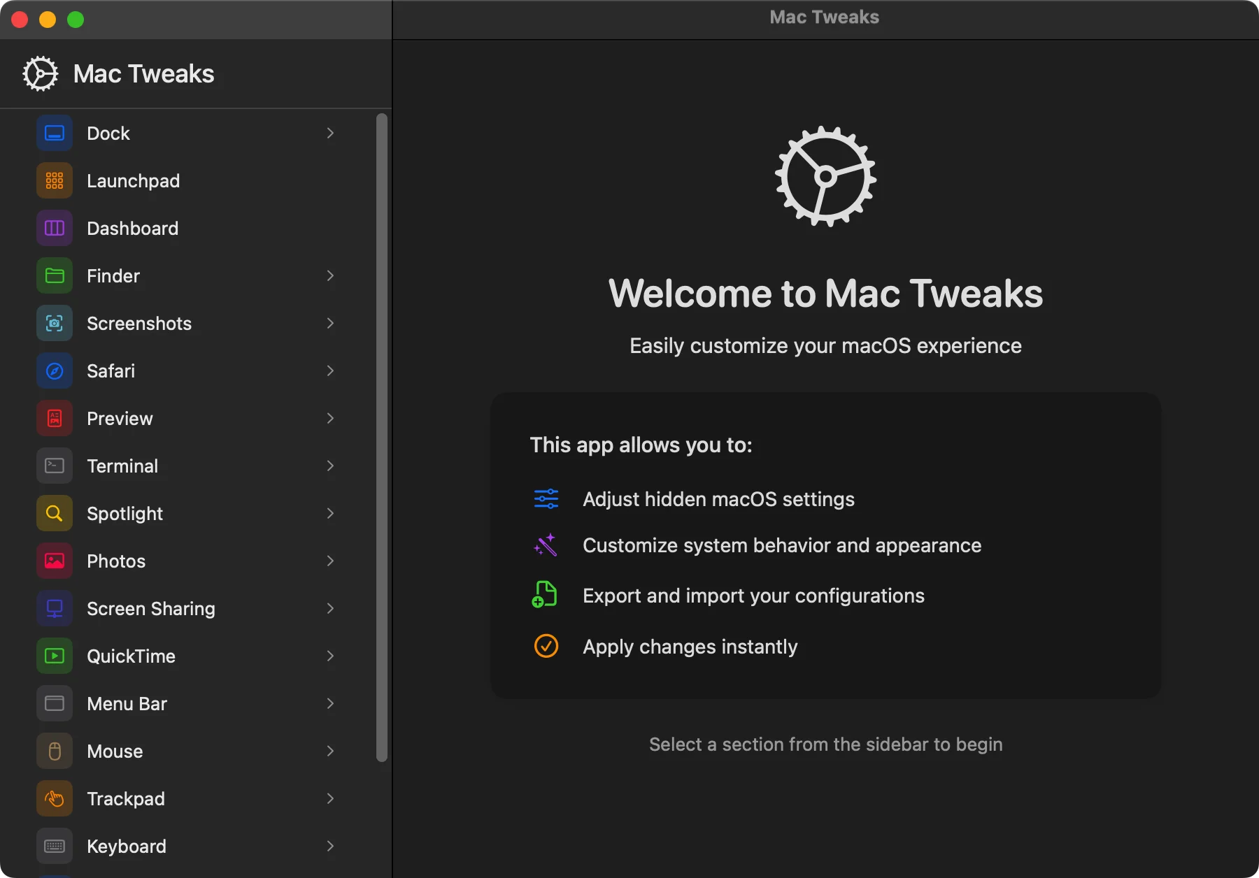 Mac Tweaks screenshot